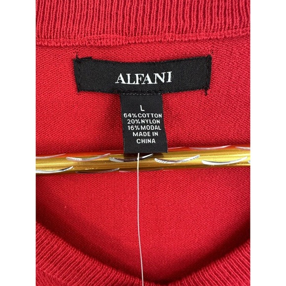 Alfani Mens V Neck Pullover Sweater, Cherry Candy Red, Size Large - Picture 3 of 10